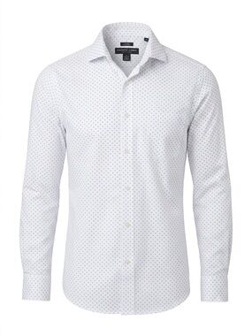 Pronto Uomo 100% Cotton Easy Care Shirt - Size 15.5 34/35 Micro Geometric Print